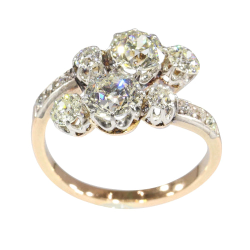 Bague 55 Grandeur impressionnante : bague victorienne Toi et Moi avec diamants de 2,57 ct 58 Facettes 24320-0163