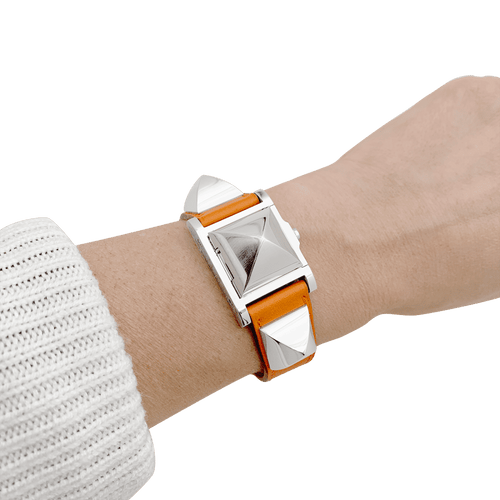 Montre Hermès "Médor" acier, cuir.