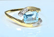 Bague 58 Bague or jaune aigue-marine et diamants 58 Facettes AB372