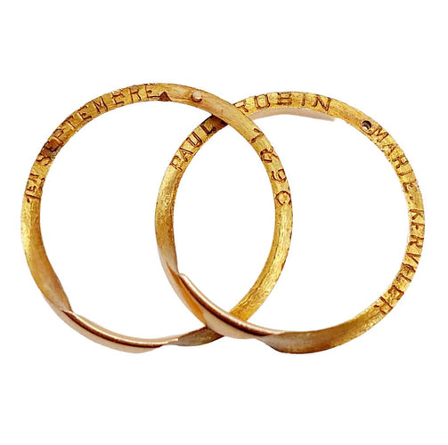 Bague 55 Alliance jumelées victorienne or rose gimmel (circa 1896) antique 58 Facettes A05213