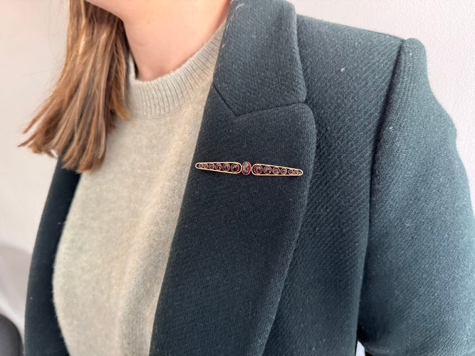 Broche Broche Art Déco or jaune et grenats 58 Facettes