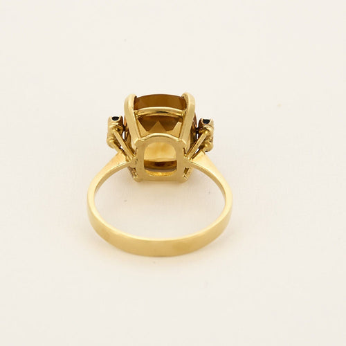 Bague 56 Bague en or jaune, citrine et saphirs 58 Facettes CAS0178