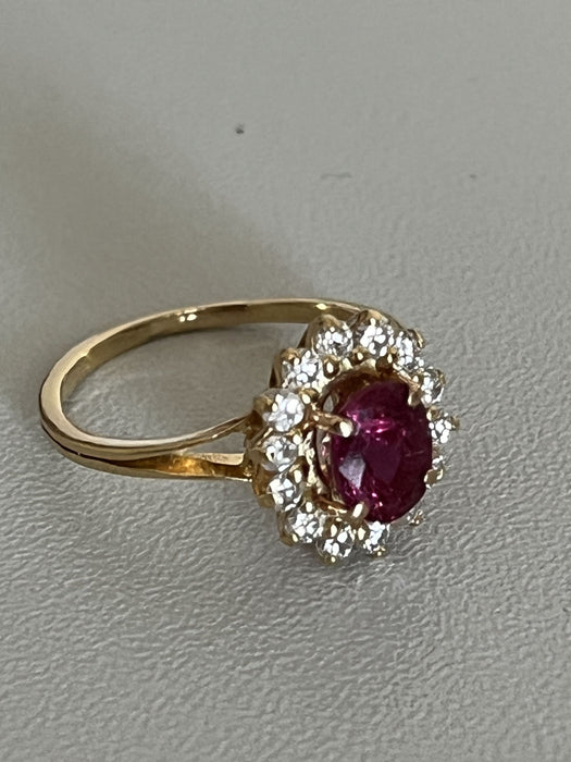 Bague 48 Bague Marguerite Or Jaune Rubis Diamants 58 Facettes LOT 6161