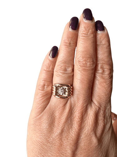 Bague 53 Bague tank noeud or rose et diamant - 1940 58 Facettes 1.0002377/1