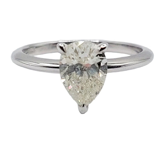 Bague solitaire or blanc et diamant Fancy Light Yellow, certificat AIG