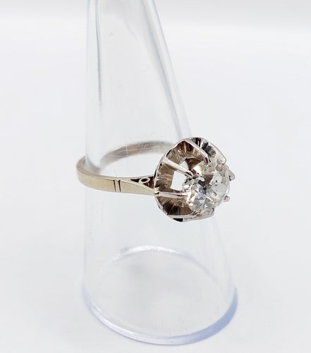 Bague 54 Bague solitaire art déco en or blanc 18k et platine, diamant 1,70 ct 58 Facettes A06509