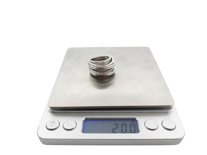 Bague 55 bague 5 rangs & 4 liens croises t55 en or blanc 18k 20gr 180 diamants 2.5ct 58 Facettes 268938