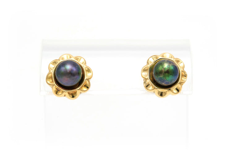 Boucles d'oreilles Boucles d'oreilles en or jaune serties de perles de Tahiti 58 Facettes B547