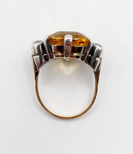 Bague 56.5 Ancienne bague or jaune et argent, citrine, diamants taille ancienne (circa 1880) 58 Facettes A05831