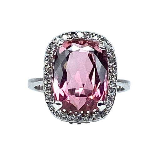 Bague 49 Bague en or blanc, tourmaline rose et diamants 58 Facettes AB613