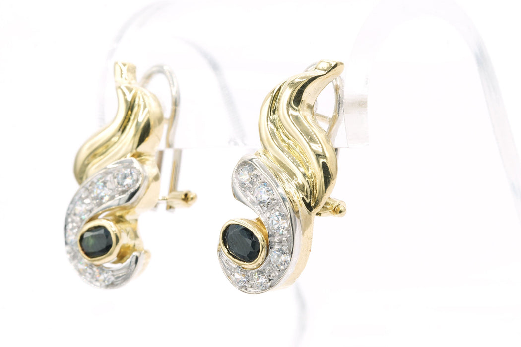 Boucles d'oreilles Boucles d'oreilles en or jaune et blanc serties de saphirs et de diamants 58 Facettes 21626