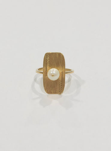 Bague 57.5 Bague perle or jaune 58 Facettes