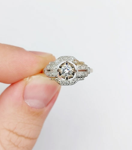 Bague 55 Bague tank Art déco en platine et diamant 0,25 carat (circa 1920) 58 Facettes A06508
