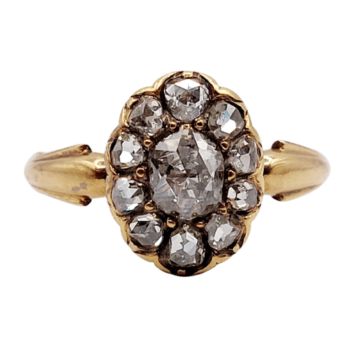 Bague 55 Bague marquise victorienne diamants taillés en roses en or 18k 58 Facettes A06438