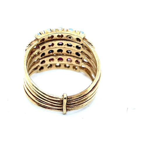 Bague 56 Bague De Harem Rubis Saphirs Opales Or Jaune 58 Facettes