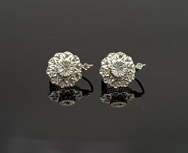 Boucles d'oreilles Dormeuses anciennes or jaune, platine, diamants 58 Facettes