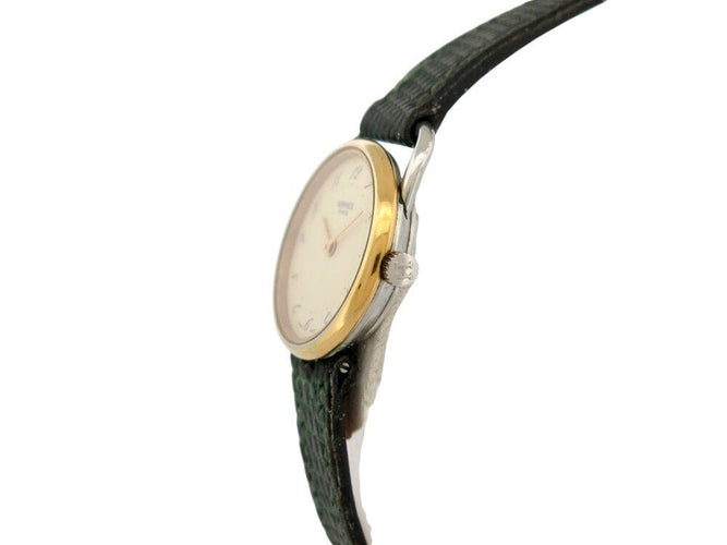 Montre vintage montre HERMES arceau plaque or 25 mm bracelet lezard quartz lady 58 Facettes 267938