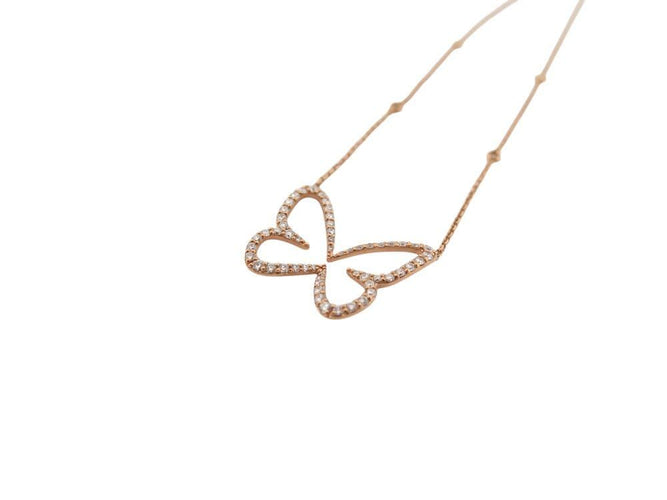 Collier collier MESSIKA papillon pm 04145-0068 or rose 18 carats et diamants 0,58 ct 58 Facettes 268899