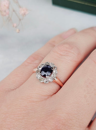 Bague 51,5 Bague Marguerite Or rose, Platine, Saphir, Diamants 58 Facettes 387