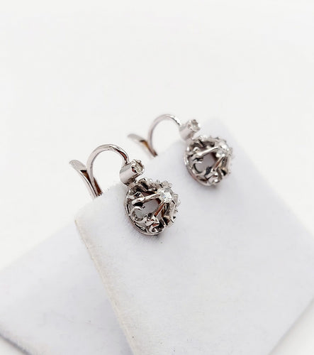 Dormeuses or blanc, diamants taille rose (circa 1900) 58 Facettes A05977