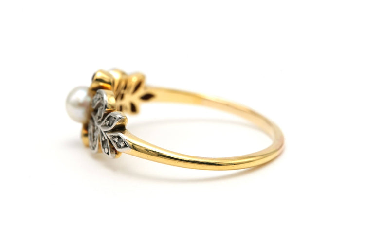 Bague 53 Bague Art Nouveau or jaune et argent, perle, rubis et diamants 58 Facettes 22783