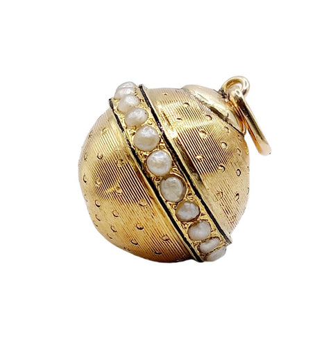 Pendentif Pendentif victorien or jaune sphère, perles et émail noir 58 Facettes A05589