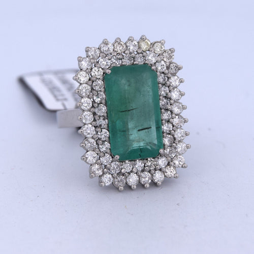 Bague 56 BAGUE PLATINE avec émeraude et diamants - DECO' 58 Facettes