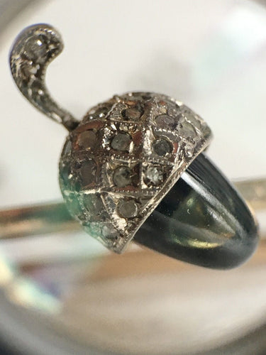 Broche Broche victorienne en or jaune 18k et platine, saphir cabochon et diamants 58 Facettes