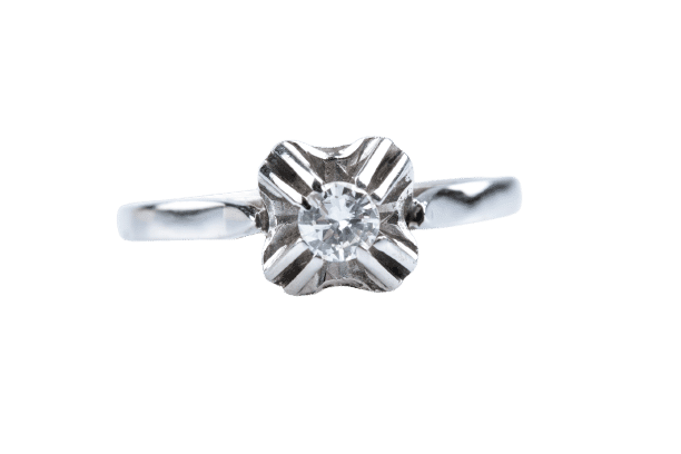 Bague 56 Bague ancienne or blanc, diamant 0,22 ct 58 Facettes BG31200303-107