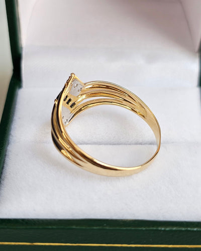 Bague 58 Bague or jaune, saphirs, diamants 58 Facettes 592