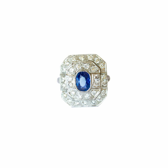 Bague 53 Bague en platine avec diamants et saphirs 58 Facettes Q185B