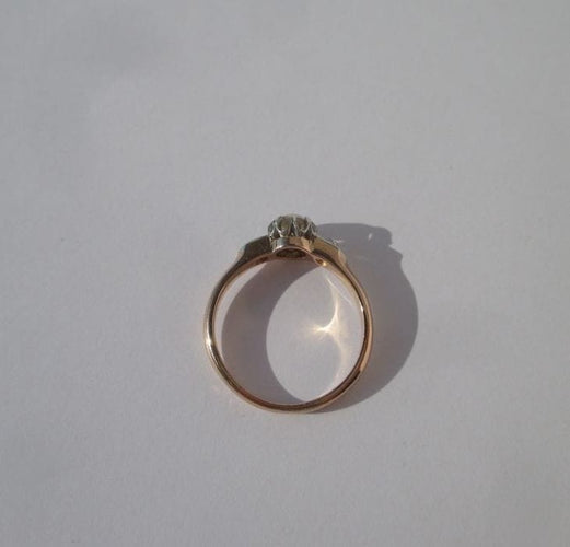 Bague 54.5 Bague solitaire Art Nouveau Diamant Or rose et Platine 58 Facettes