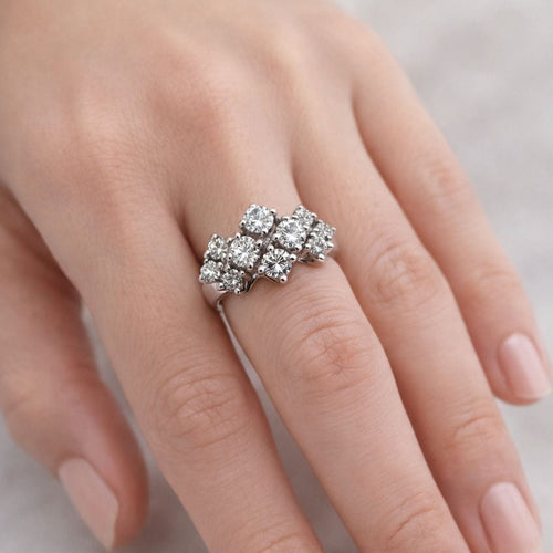 Bague 51 Bague en or blanc sertie de diamants – Modèle en grappe 58 Facettes 50406