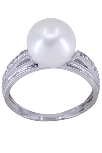 Bague 48 BAGUE PERLE ET DIAMANTS 58 Facettes 086031