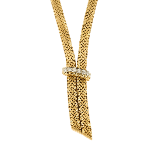 Collier Collier négligé en or jaune et or blanc, diamants 58 Facettes SQU3784