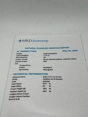 Bague Bague or jaune et diamant Fancy Intense Yellow 1,77 ct 58 Facettes