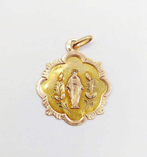 Pendentif Médaille religieuse victorienne or rose et jaune 58 Facettes A05599