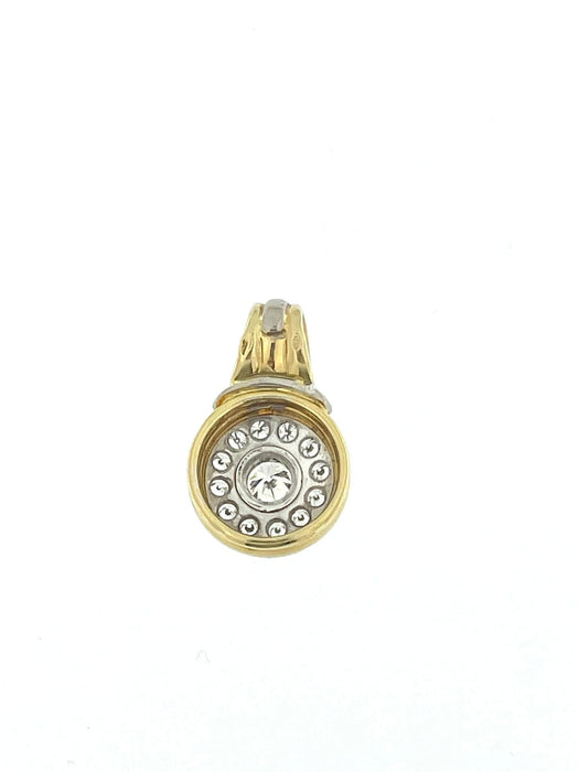 Pendentif Pendentif français vintage en or jaune et blanc avec diamants de 1,25 carat  certifié HRD 58 Facettes