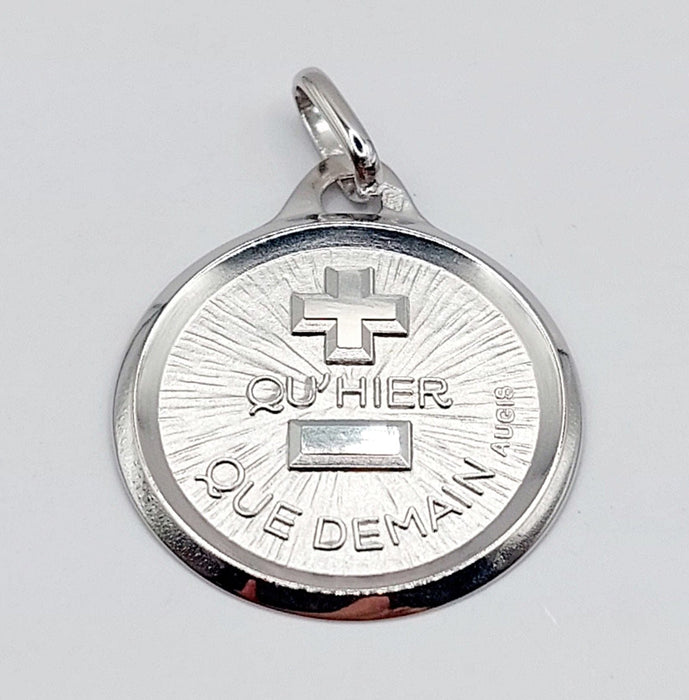 Pendentif AUGIS - Pendentif médaille d'amour or blanc  "+ qu'hier - que demain" L'Originale 58 Facettes G3822X0000