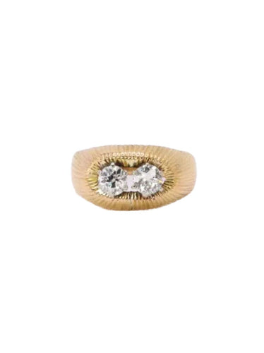 Bague 53 Bague jonc vintage godrons or jaune diamants taille ancienne 0,7 ct 58 Facettes J391