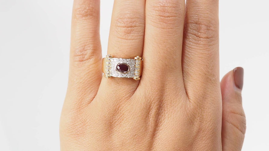 Bague 55 Bague ruban en or bicolore, diamants et rubis 58 Facettes 32538