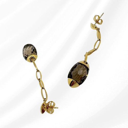Boucles d'oreilles CHIMENTO - Boucles d'oreilles or jaune quartz fumé 58 Facettes AA 1708
