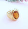 Bague 53.5 Bague godronnée - Citrine Madère - Or Jaune 18 K 58 Facettes AA 1656