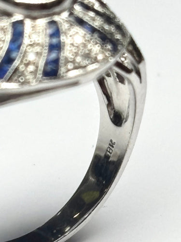 Bague contemporaine en or jaune, saphir et diamants, design du XXe siècle