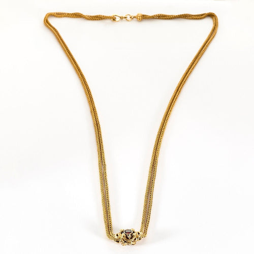 Collier Chaîne giletière or jaune et grenat 58 Facettes LF22