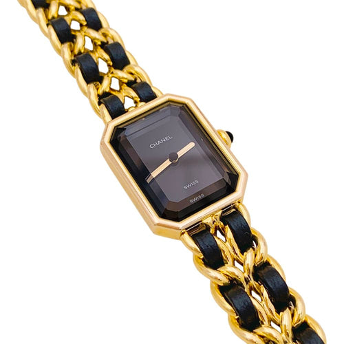 Montre Montre Chanel, "Première", plaqué or, cuir. 58 Facettes 34816