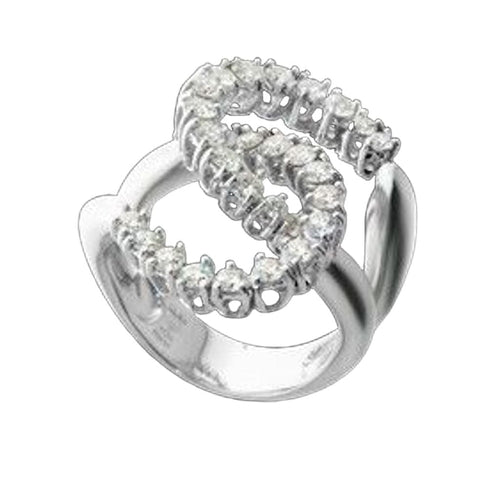Bague 59 Bague en or blanc, diamants naturels 58 Facettes AG-20X1485