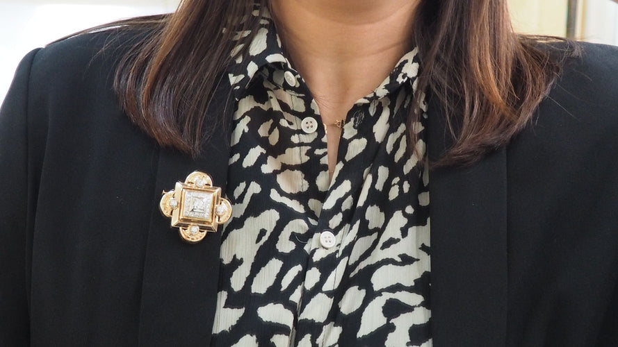 Broche pendentif Or Diamants