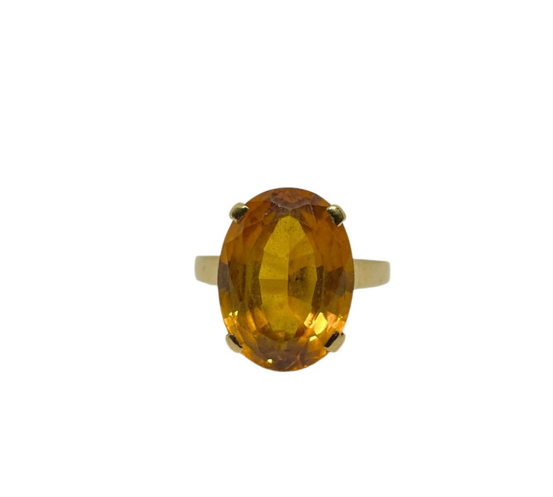 Bague cocktail or jaune citrine 7 carats