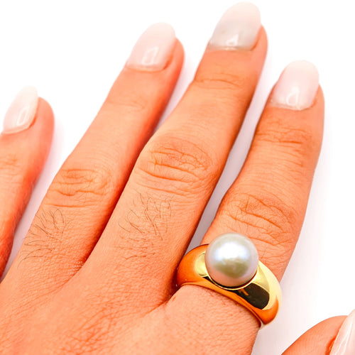 Bague 54 Bague en or jaune et perle 58 Facettes 21003042